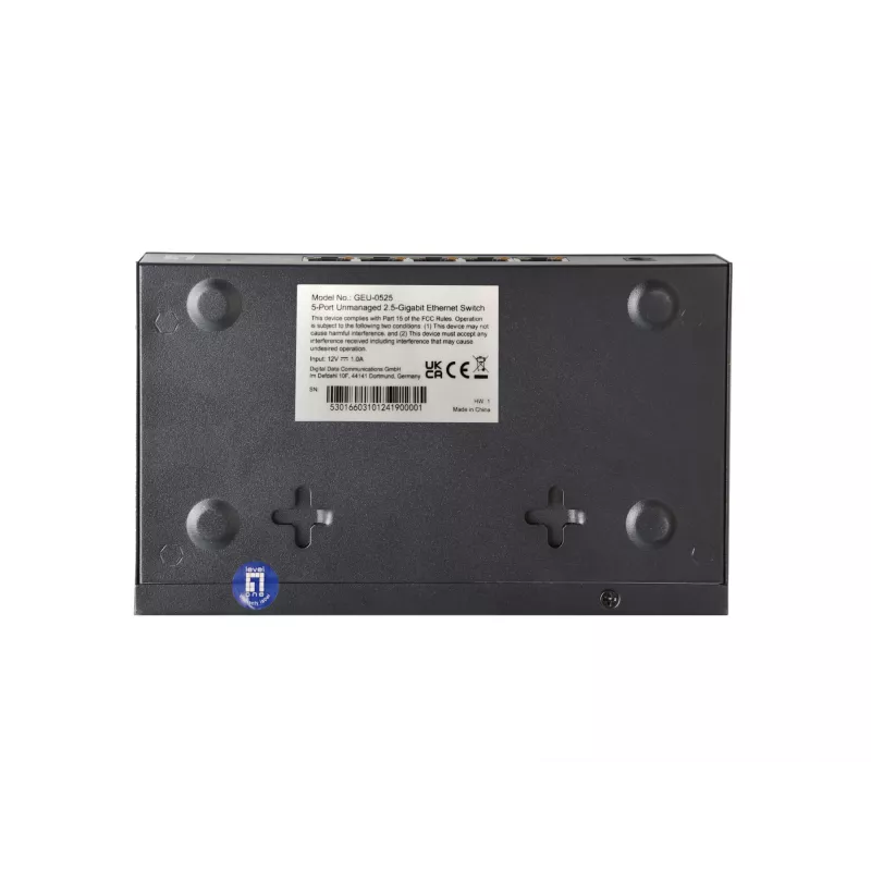 5-portový unmanaged 2.5G Ethernet switch LEVELONE GEU-0525 — 5× 2.5G RJ-45, unmanaged, 25 Gbit/s switching, nástenná montáž