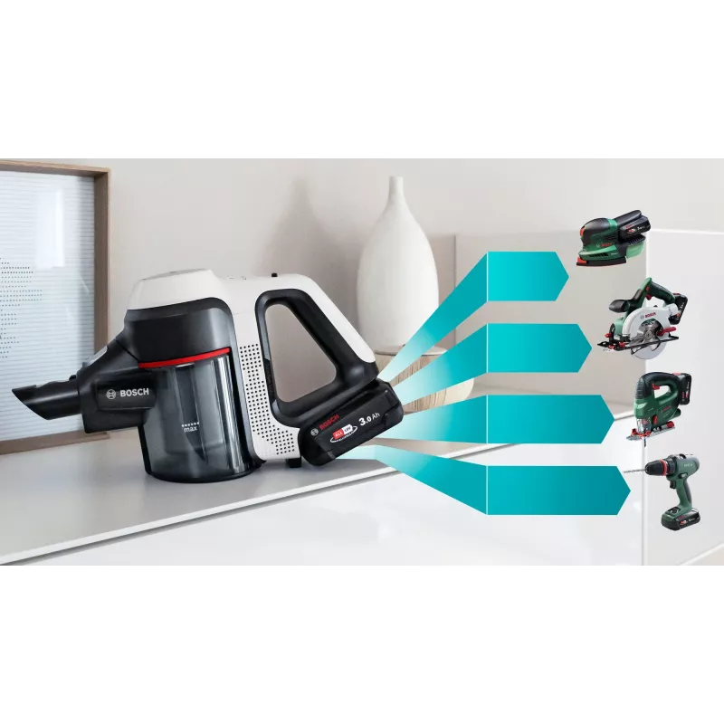 Bosch BSS711W tyčový vysávač/elektrická metla batéria suchý bezvreckový 0,3 l čierna, strieborná, biela