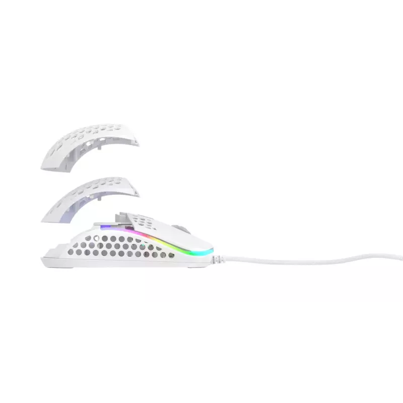 XTRFY M42 obojručná herná myš – optický senzor, 16 000 DPI, USB Type-A, biela, RGB
