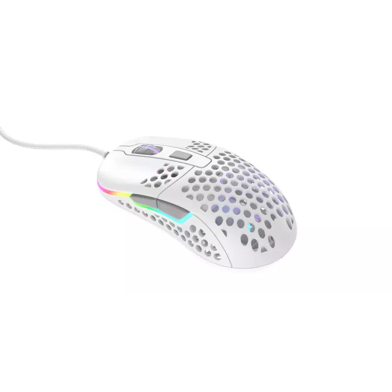 XTRFY M42 obojručná herná myš – optický senzor, 16 000 DPI, USB Type-A, biela, RGB