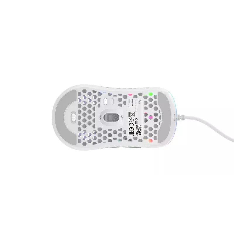 XTRFY M42 obojručná herná myš – optický senzor, 16 000 DPI, USB Type-A, biela, RGB