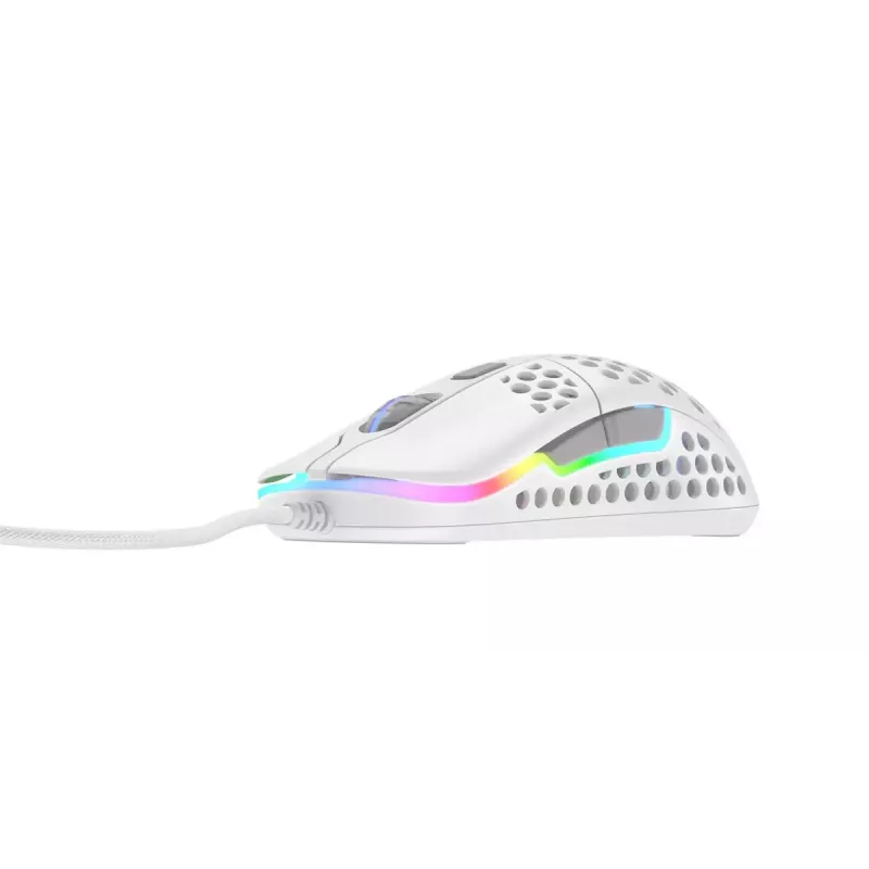 XTRFY M42 obojručná herná myš – optický senzor, 16 000 DPI, USB Type-A, biela, RGB