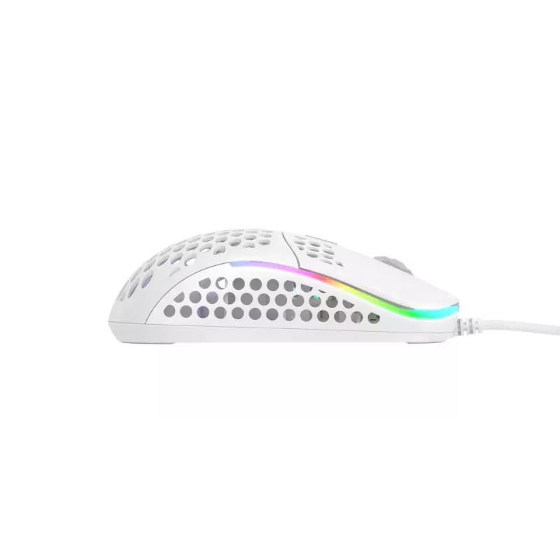 XTRFY M42 obojručná herná myš – optický senzor, 16 000 DPI, USB Type-A, biela, RGB