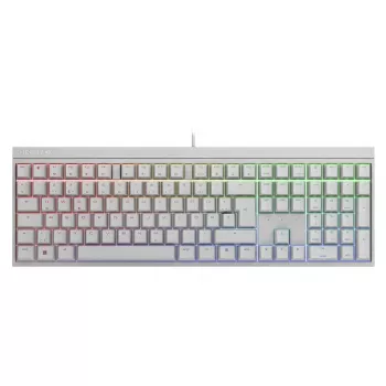 Káblová mechanická herná klávesnica Cherry MX 2.0S — full-size (100 %), QWERTZ nemecké rozloženie, RGB podsvietenie, USB, biela