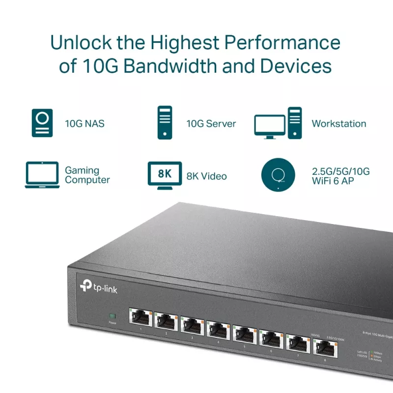 Unmanaged switch TP-Link TL-SX1008 8-portový 10G Desktop/Rackmount