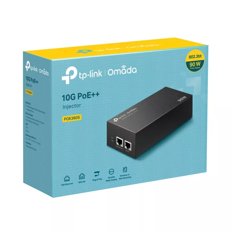 PoE injektor TP-Link Omada POE380S 10 Gigabit Ethernet 100-240V čierny