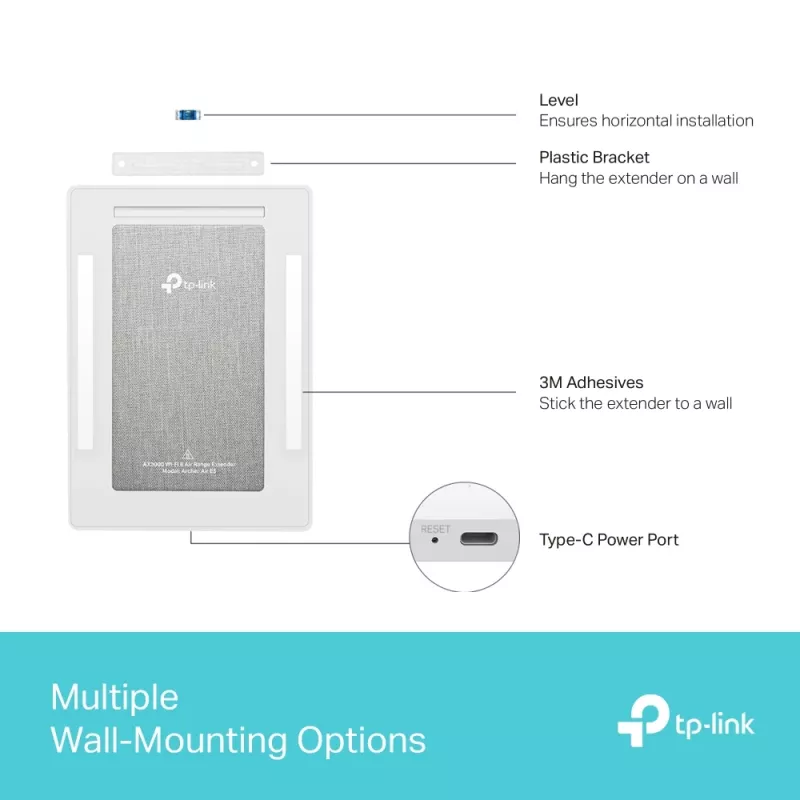 TP-Link Archer AX3000 Dual-Band Wi-Fi 6 Air Range Extender, sieťový opakovač, 2976 Mbit/s, biela, nástenný, FCC, RoHS, 12 V