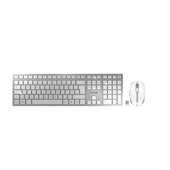 CHERRY DW 9100 tenká klávesnica myš v balení univerzálna RF Wireless + Bluetooth QWERTY UK anglická strieborná