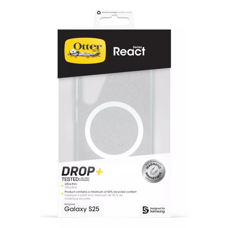 Samsung Otterbox React Case s magnetmi pre Galaxy S25, puzdro, Samsung, Galaxy S25, 15,8 cm (6,2 palca), čierna, transparentná