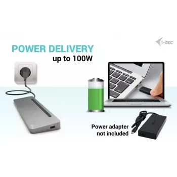 i-tec USB-C kovová ergonomická 3x 4K Display dokovacia stanica + Power Delivery 100 W