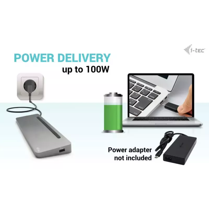 i-tec USB-C kovová ergonomická 3x 4K Display dokovacia stanica + Power Delivery 100 W