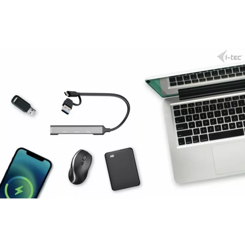 i-tec USB-C/USB-A kovový HUB 1x USB 3.0 + 3x USB 2.0