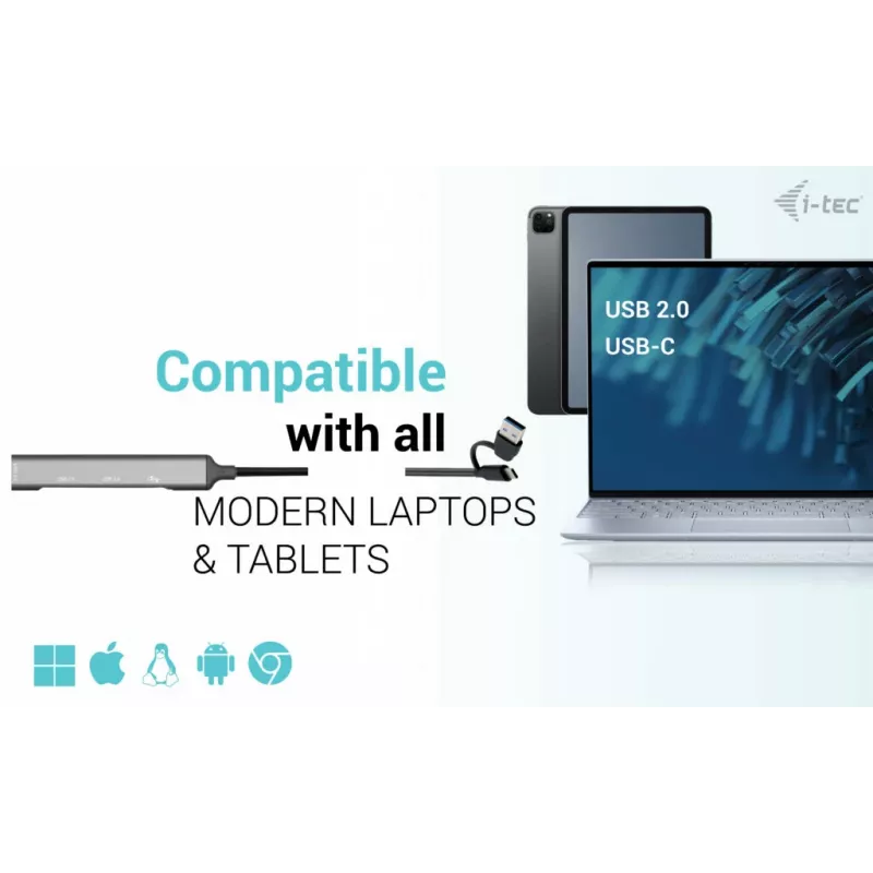 i-tec USB-C/USB-A kovový HUB 1x USB 3.0 + 3x USB 2.0