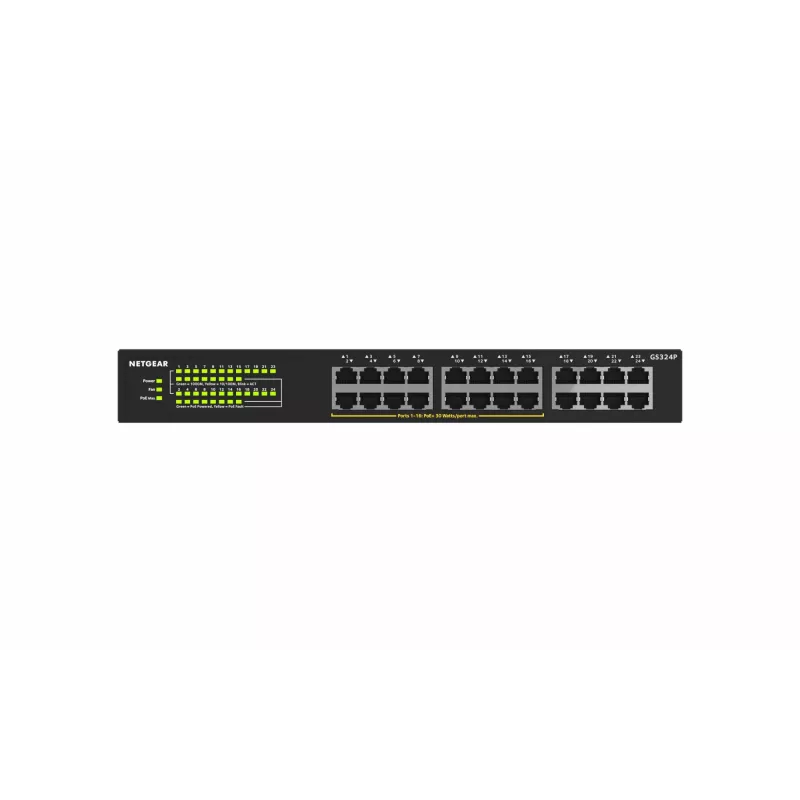 NETGEAR GS324P Unmanaged Gigabit Ethernet (10/100/1000) Power over Ethernet (PoE) 1U čierna