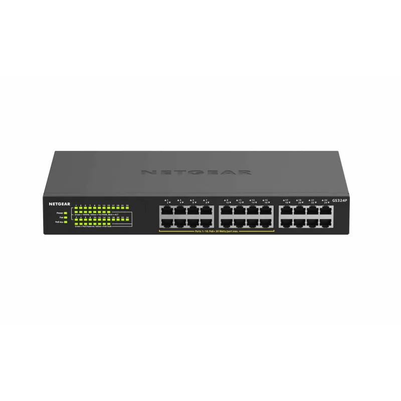NETGEAR GS324P Unmanaged Gigabit Ethernet (10/100/1000) Power over Ethernet (PoE) 1U čierna
