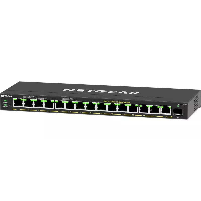 Managed Switch NETGEAR GS316EPP 16-portový PoE+ Gigabit Ethernet