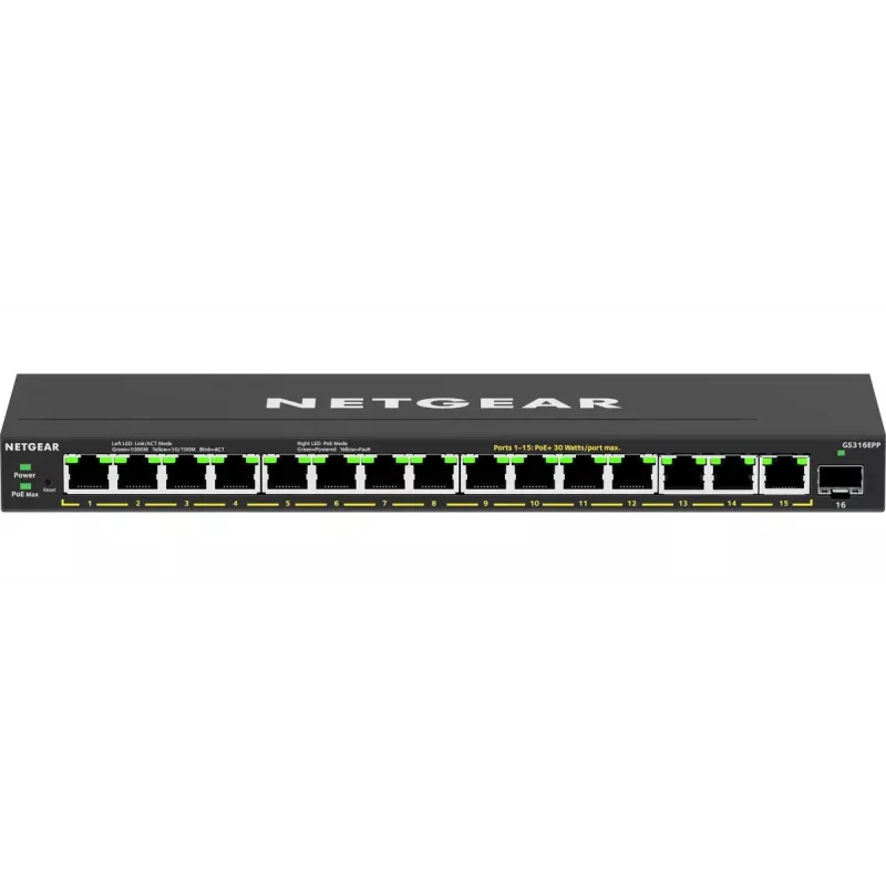 Managed Switch NETGEAR GS316EPP 16-portový PoE+ Gigabit Ethernet