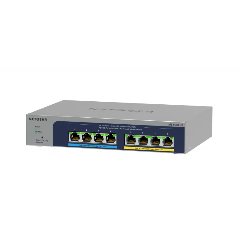 NETGEAR 8-port Ultra60 PoE++ Multi-Gigabit (2,5G) Ethernet Plus Switch Managed L2/L3 2.5G Ethernet (100/1000/2500) Power over Ethernet (PoE) sivá