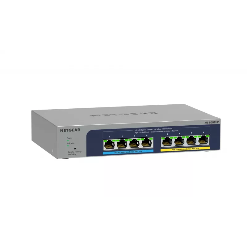 NETGEAR 8-port Ultra60 PoE++ Multi-Gigabit (2,5G) Ethernet Plus Switch Managed L2/L3 2.5G Ethernet (100/1000/2500) Power over Ethernet (PoE) sivá