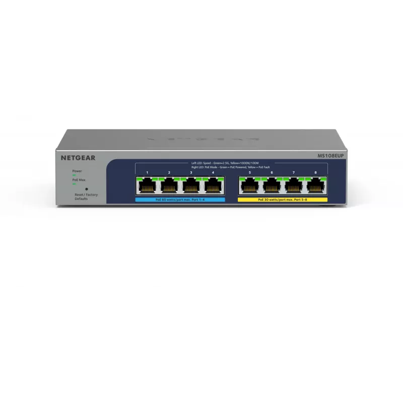 NETGEAR 8-port Ultra60 PoE++ Multi-Gigabit (2,5G) Ethernet Plus Switch Managed L2/L3 2.5G Ethernet (100/1000/2500) Power over Ethernet (PoE) sivá