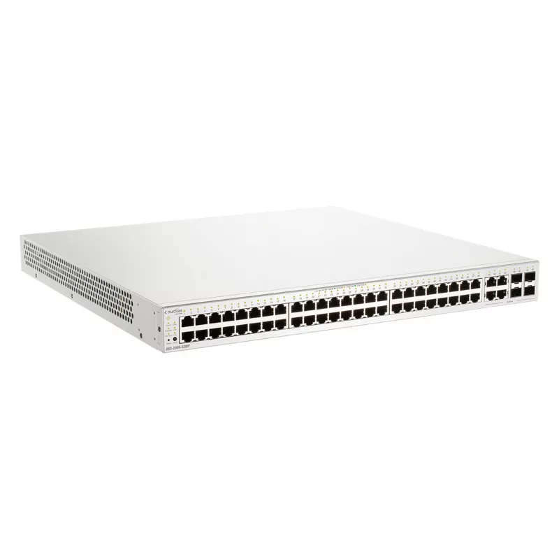 D-Link 52-portový Gigabit PoE+ Nuclias Smart Managed switch so 4x 1G Combo portami, 370W