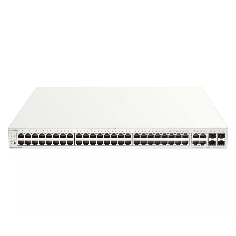 D-Link 52-portový Gigabit PoE+ Nuclias Smart Managed switch so 4x 1G Combo portami, 370W