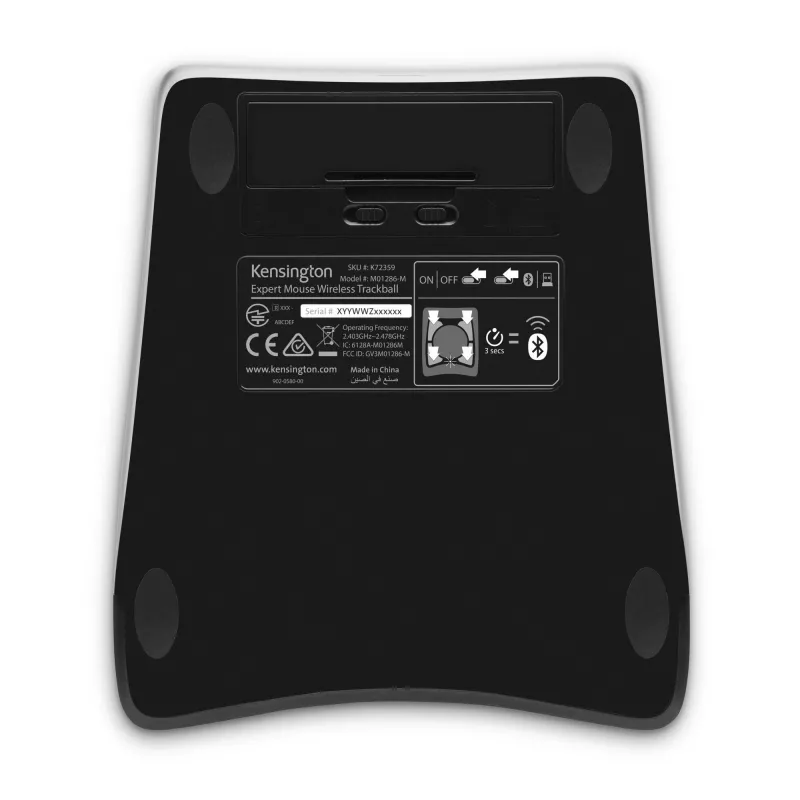 Kensington Expert myš bezdrôtový trackball, obojručný, optický, RF Wireless + Bluetooth, 400 DPI, čierna