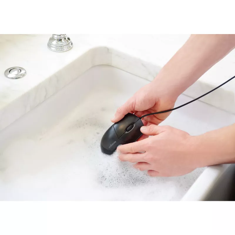 Kensington Pro Fit káblová umývateľná myš, obojručná, optická, USB, 1600 DPI, čierna