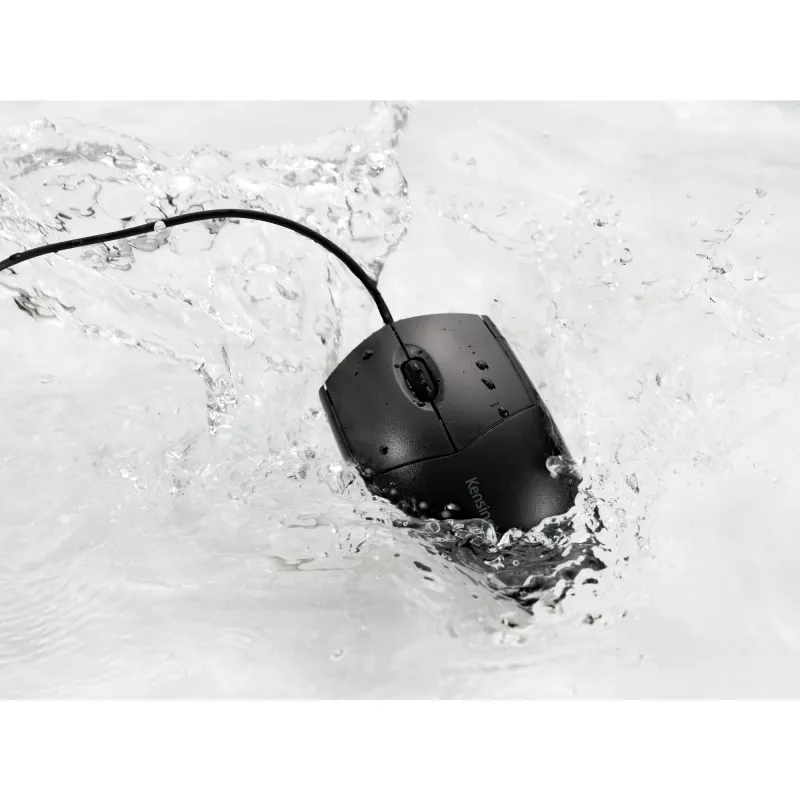 Kensington Pro Fit káblová umývateľná myš, obojručná, optická, USB, 1600 DPI, čierna