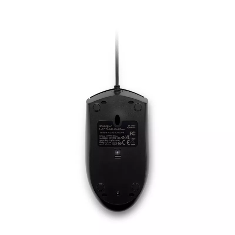 Kensington Pro Fit káblová umývateľná myš, obojručná, optická, USB, 1600 DPI, čierna