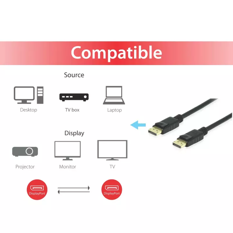 Equip DisplayPort 1.4 kábel, 10 m, 8K/60 Hz