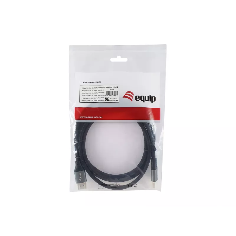 Equip DisplayPort 2.1 Premium kábel, 2,0 m, 16K/60 Hz, 54 Gbit/s