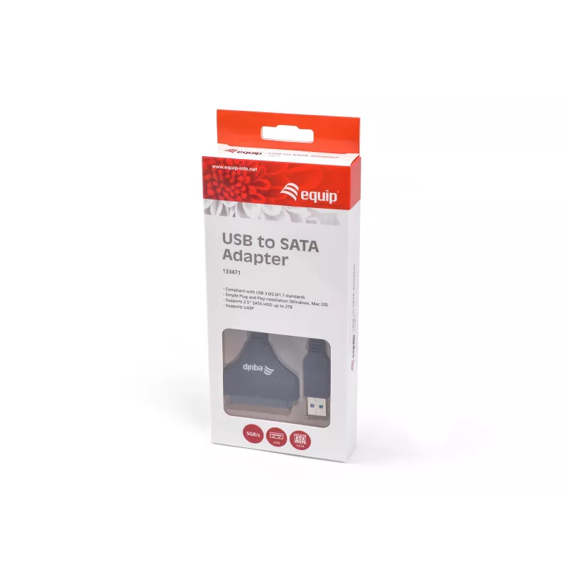 Equip USB 3.0 na SATA adaptér, čierny, 5 Gbit/s, CE, 50 mm, 9,5 mm, 550 mm