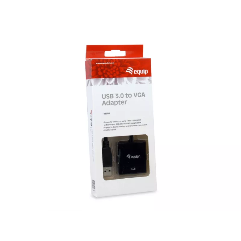 Equip USB 3.0 na VGA adaptér, 3.2 Gen 1 (3.1 Gen 1), USB Type-A, VGA (D-Sub) výstup, 1920 x 1080 pixelov