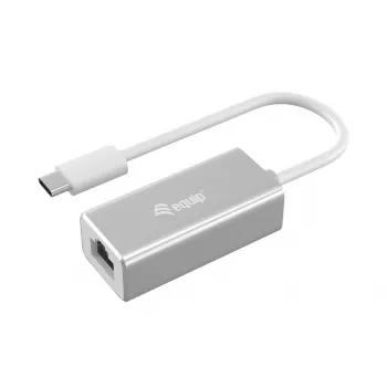 Equip USB Type-C na RJ45 gigabitový sieťový adaptér, káblový, USB Type-C, Ethernet, 1000 Mbit/s, strieborný