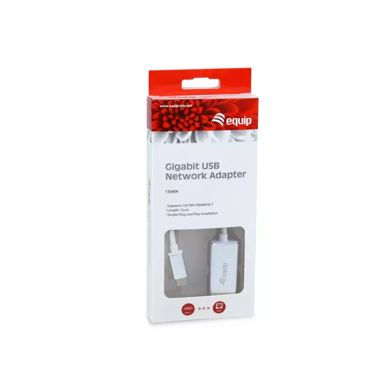 Equip USB Type-C na RJ45 gigabitový sieťový adaptér, káblový, USB Type-C, Ethernet, 1000 Mbit/s, strieborný