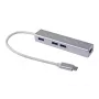 Equip USB-C na 3-portový USB 3.0 hub s gigabitovým adaptérom, USB 3.2 Gen 1 (3.1 Gen 1) Type-C, strieborný, USB 3.2 Gen 1 (3.1 Gen 1) Type-A, WLAN, hliník, 22 mm, 15 mm