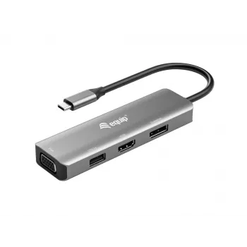 Equip USB-C na HDMI/DisplayPort/VGA/USB adaptér, USB Type-C, HDMI výstup, DisplayPort výstup, VGA (D-Sub) výstup, 3840 x 2160 pixelov
