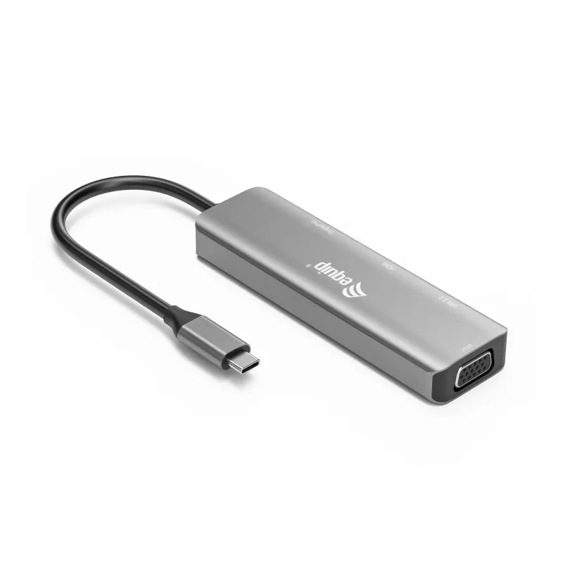 Equip USB-C na HDMI/DisplayPort/VGA/USB adaptér, USB Type-C, HDMI výstup, DisplayPort výstup, VGA (D-Sub) výstup, 3840 x 2160 pixelov
