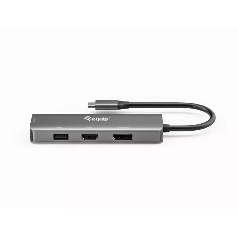 Equip USB-C na HDMI/DisplayPort/VGA/USB adaptér, USB Type-C, HDMI výstup, DisplayPort výstup, VGA (D-Sub) výstup, 3840 x 2160 pixelov
