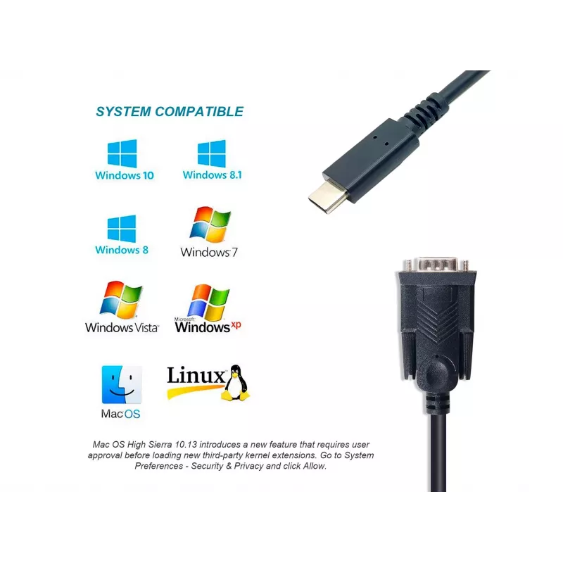 Equip USB-C na sériový DB9 kábel M/M 1,5 m čierny