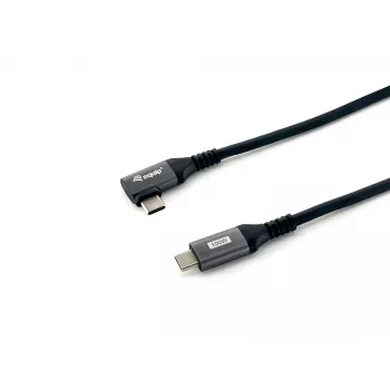 Equip USB 2.0 C na C 90° zahnutý kábel, M/M, 1,0 m, 100 W s Emark čipsetom