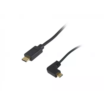 Equip USB 2.0 C na C 90° zahnutý špirálový kábel M/M 1 m čierny