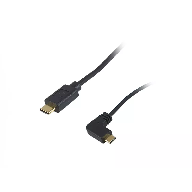 Equip USB 2.0 C na C 90° zahnutý špirálový kábel M/M 1 m čierny