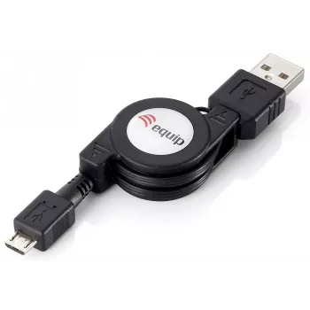 Equip USB 2.0 typ A na Micro-B sťahovací kábel, 1,0 m, čierny