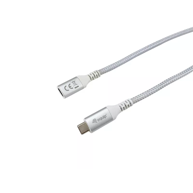 Equip USB 3.2 Gen 2 C na C predlžovací kábel, 1,0m, M/F, 4K/60Hz, 10Gbps, biela