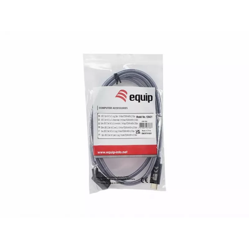 Equip USB 3.2 Gen 2x2 C na C U-konektor kábel, 1,0 m, čierny, M/M, PD240W, 4K/60Hz, 20 Gbps