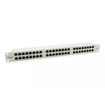 Equip 48-portový Cat.6 chránený patch panel, svetlosivý