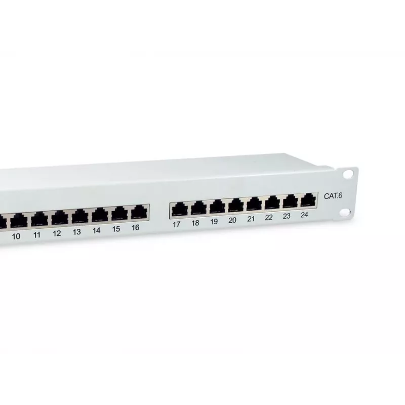 Equip 24-portový tienený patch panel Cat.6, svetlosivý