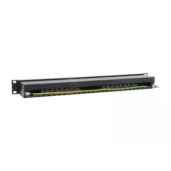Equip 16-portový tienený patch panel Cat.6, čierny, 10/100/1000Base-T(X), Gigabit Ethernet, 1000 Mbit/s, RJ-45, Cat6, racková montáž